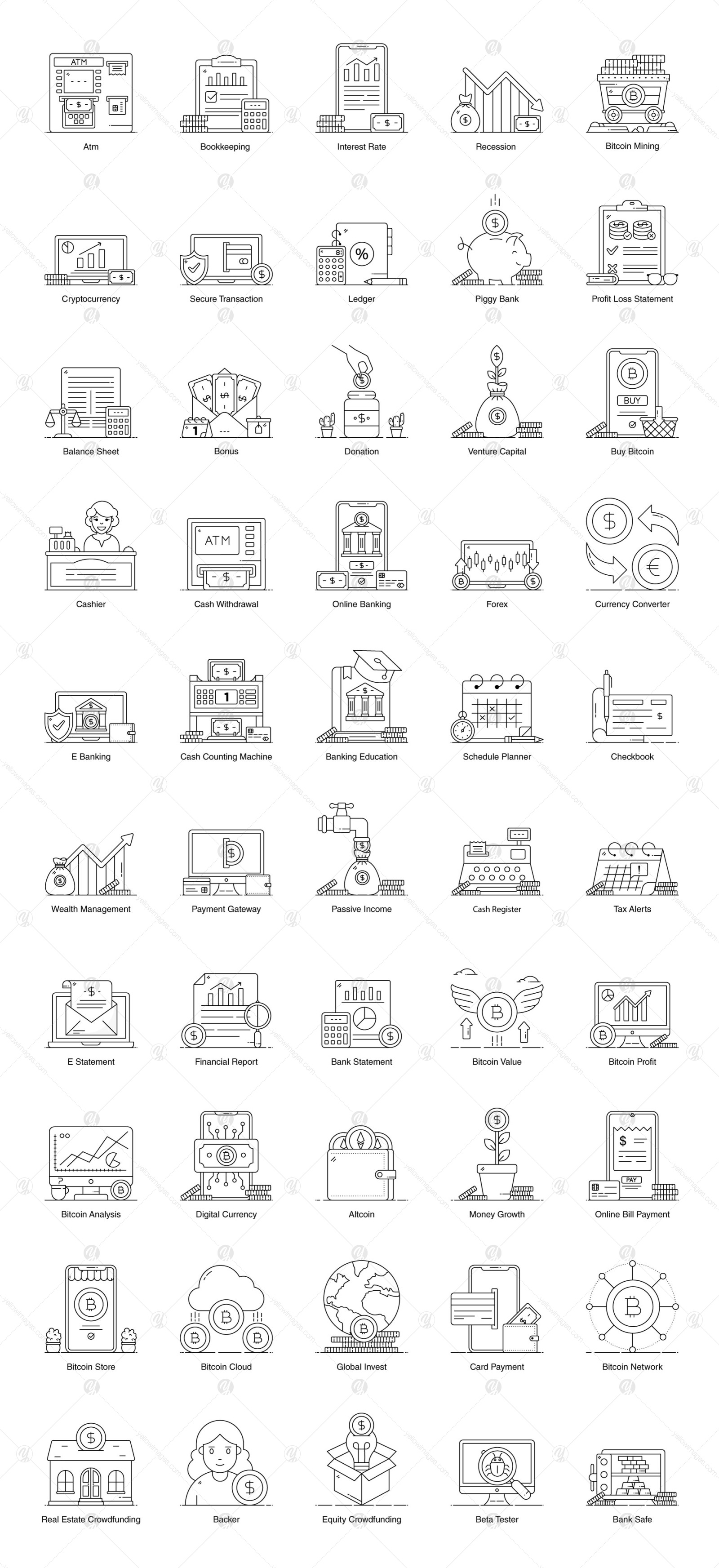 Pack of Finance Flat Icons