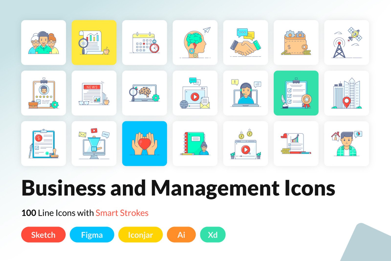 Business and Management Flat Icons Business and Management Flat Icons