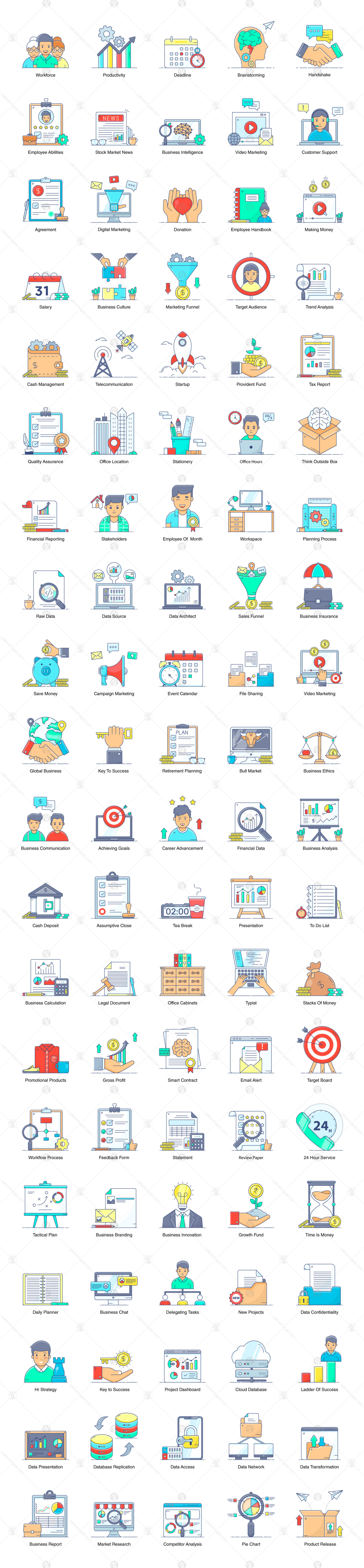 Business and Management Flat Icons Business and Management Flat Icons