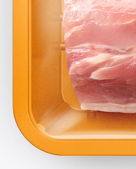 Plastic Tray With Pork Meat Mockup