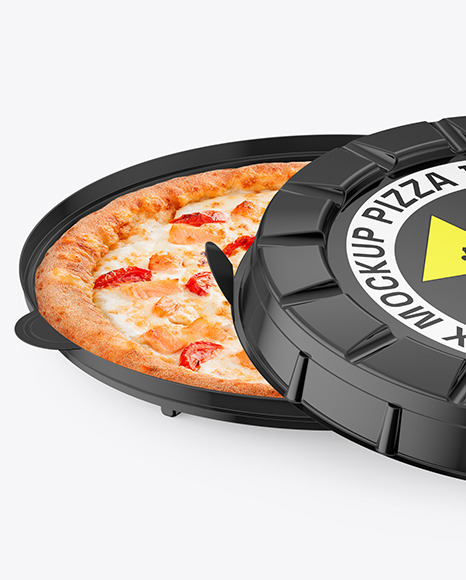 Glossy Round Pizza Box Mockup