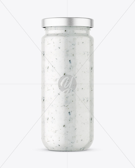 Clear Glass Jar with Tar Tar Sauce Mockup