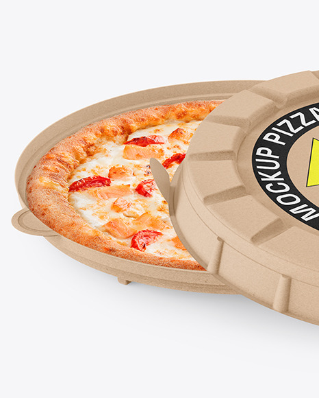 Kraft Round Pizza Box Mockup