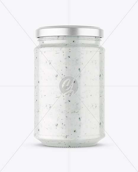 Clear Glass Jar with Tar Tar Sauce Mockup