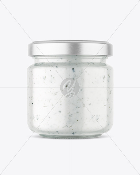 Clear Glass Jar with Tar Tar Sauce Mockup