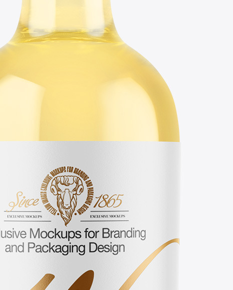 Clear Glass White Wine Bottle Mockup