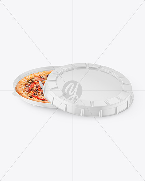 Glossy Round Pizza Box Mockup