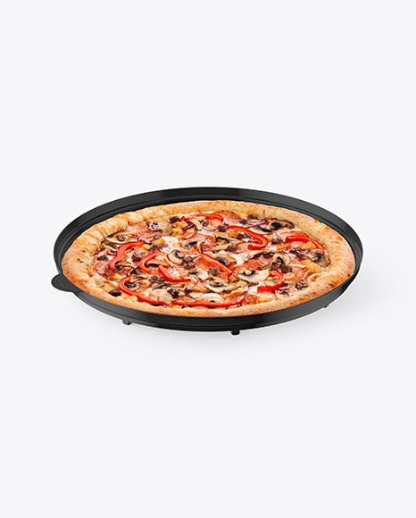 Glossy Round Pizza Box Mockup