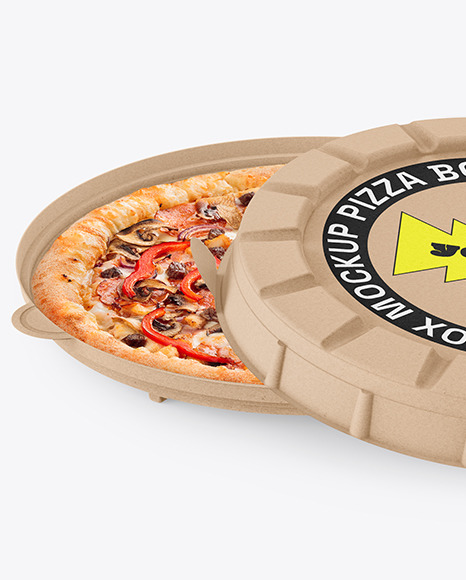 Kraft Round Pizza Box Mockup