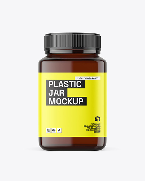 Amber Plastic Jar Mockup