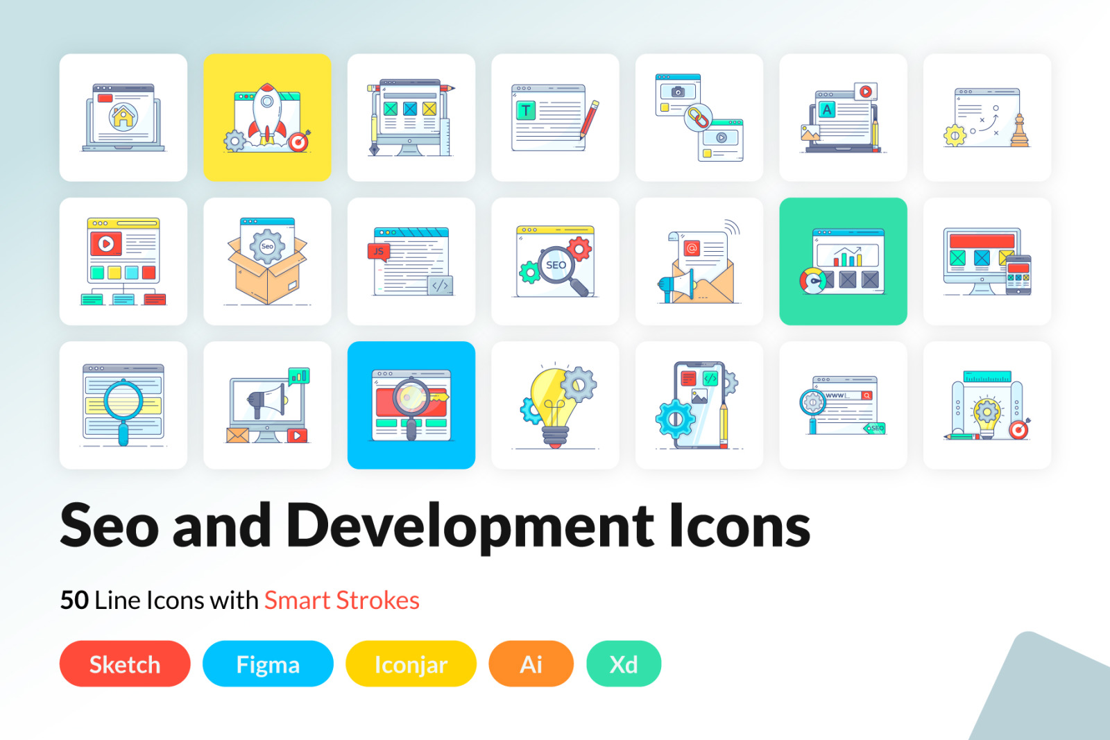 Seo and development flat icons Seo and development flat icons