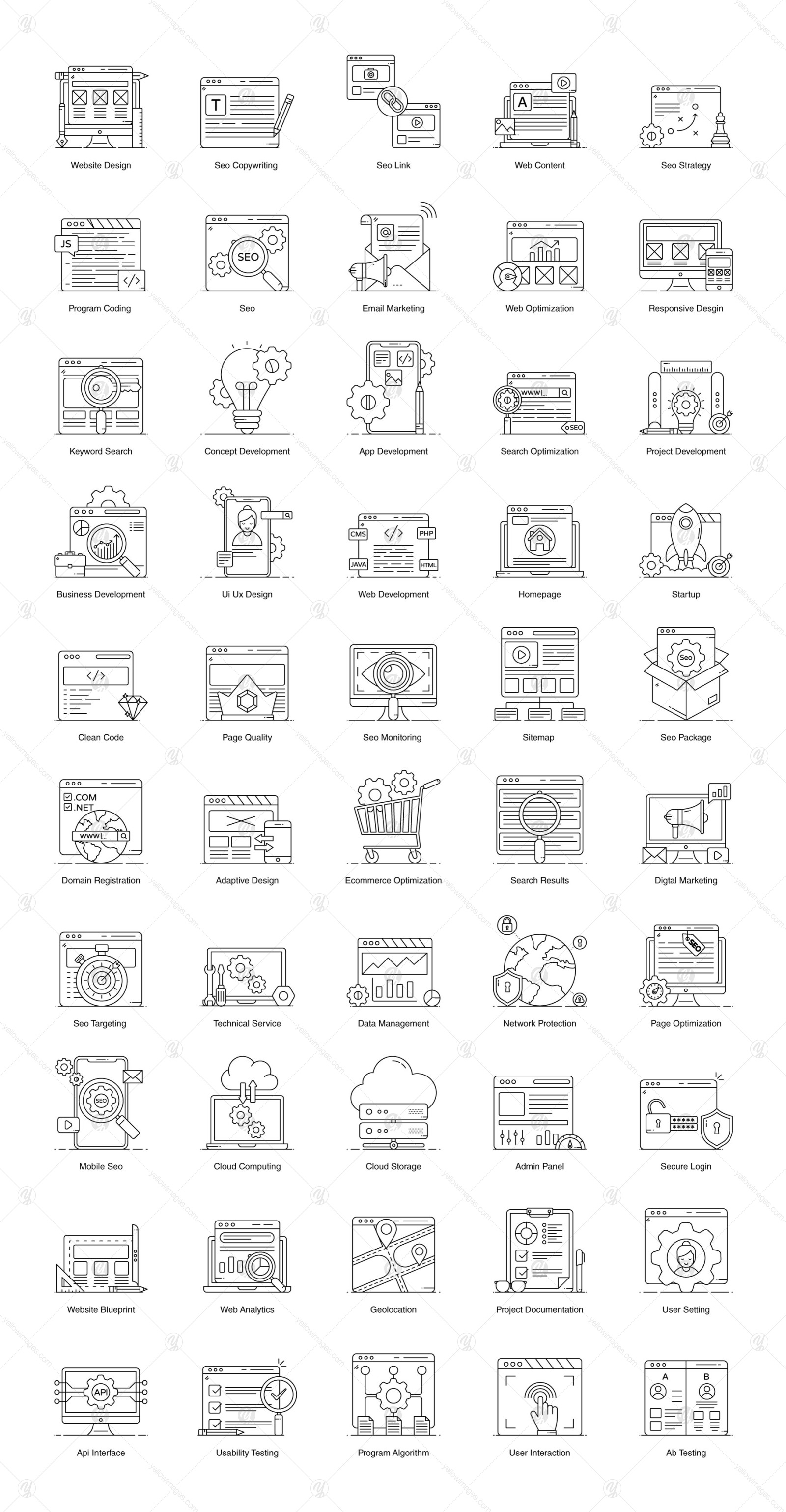 Seo and development flat icons Seo and development flat icons