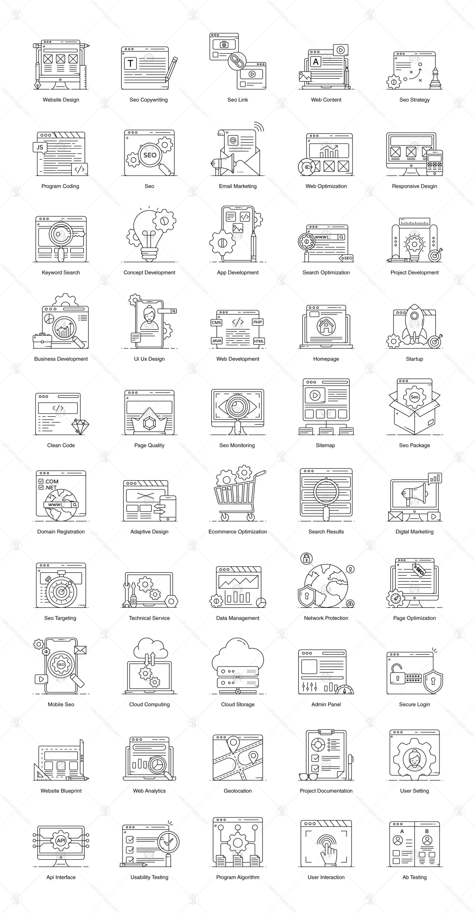 Seo and development flat icons