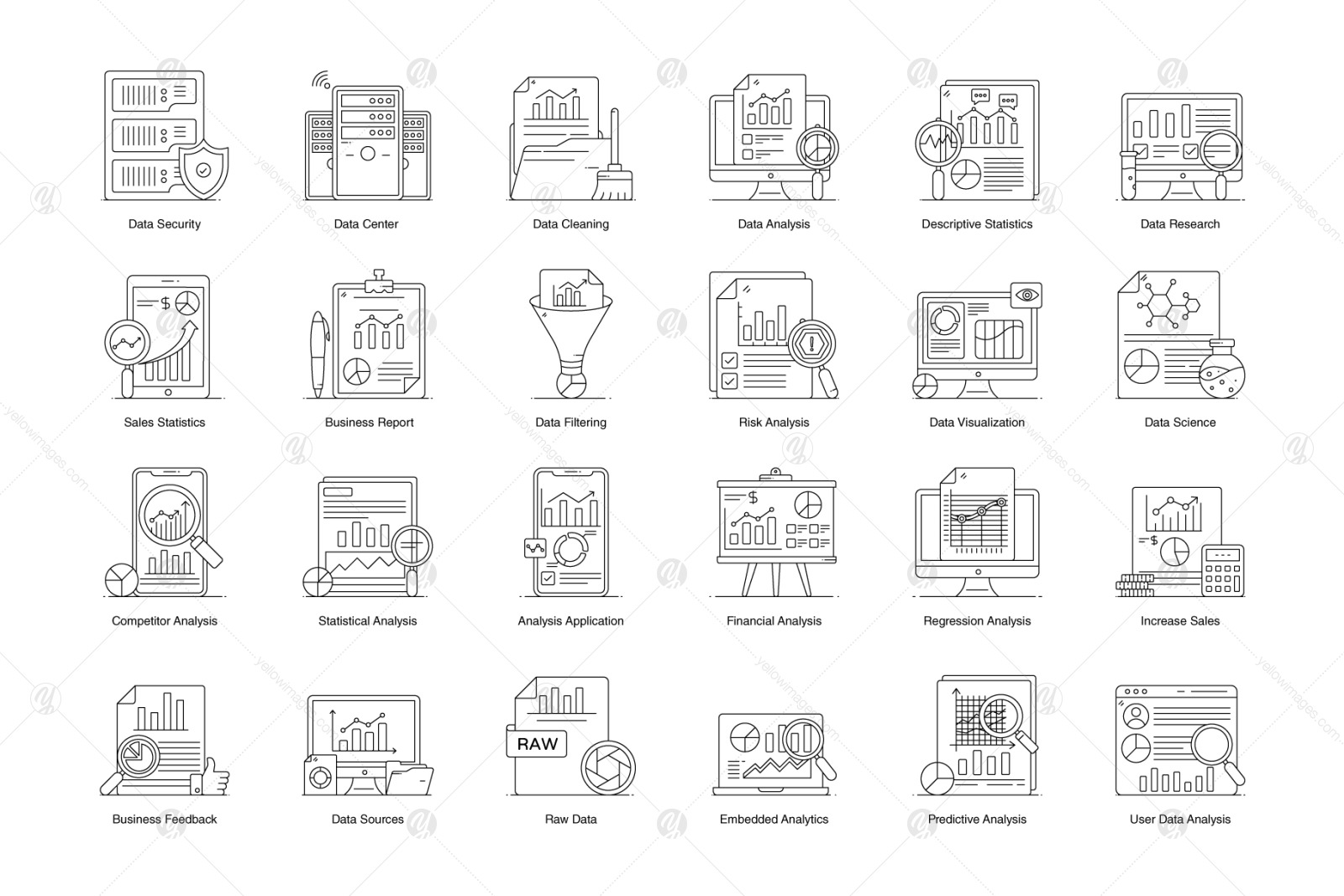 Data Analytics and Statistics Flat Icons Data Analytics and Statistics Flat Icons