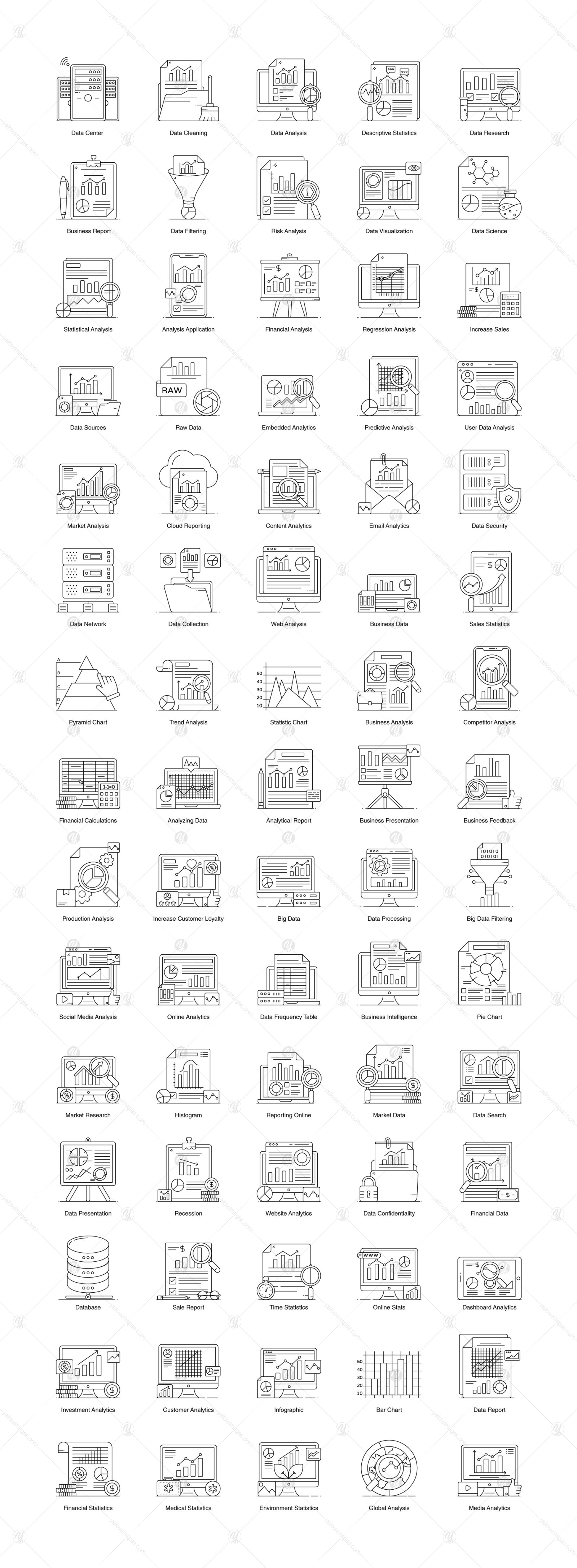 Data Analytics and Statistics Flat Icons Data Analytics and Statistics Flat Icons