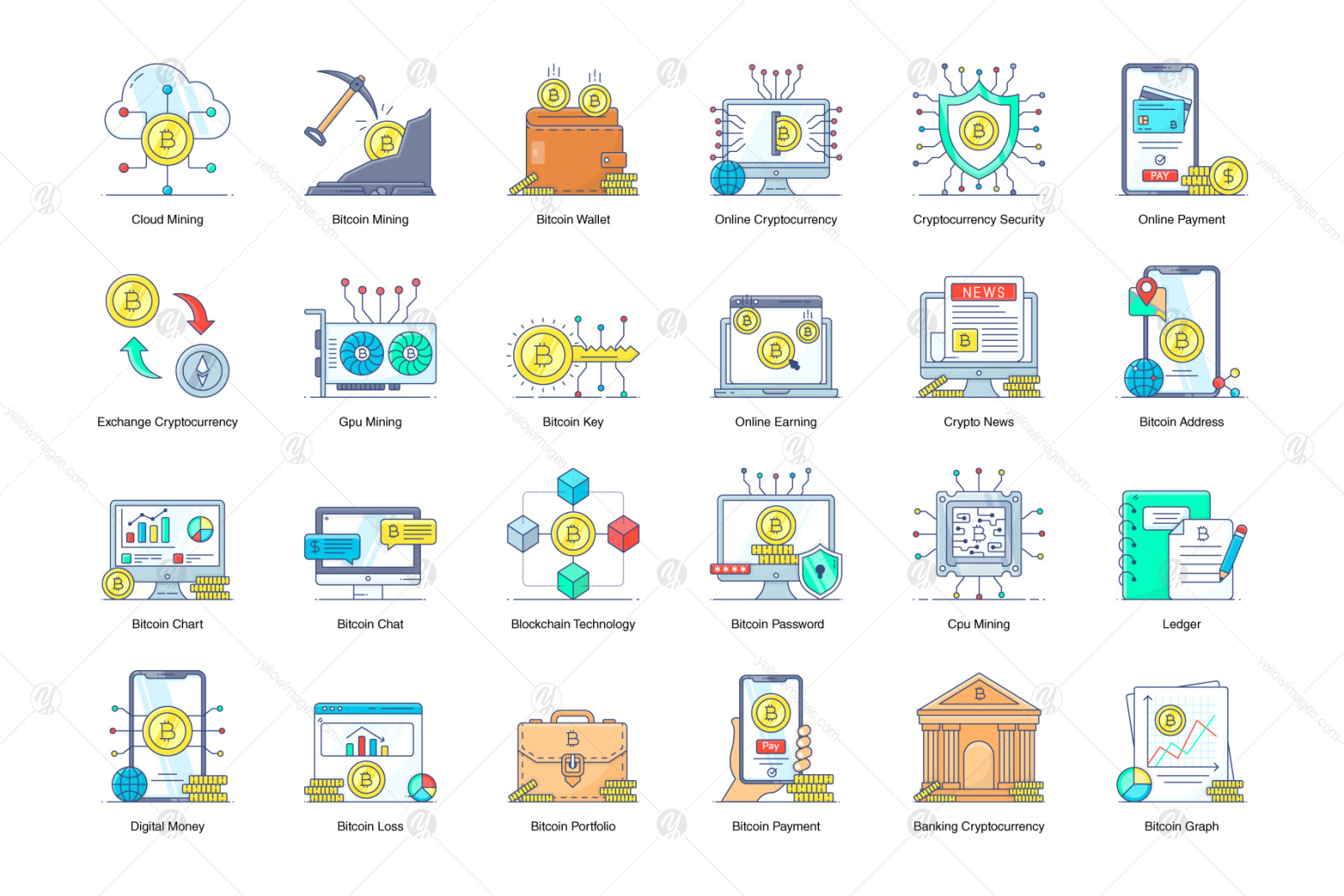 Cryptocurrency and Blockchain Icons