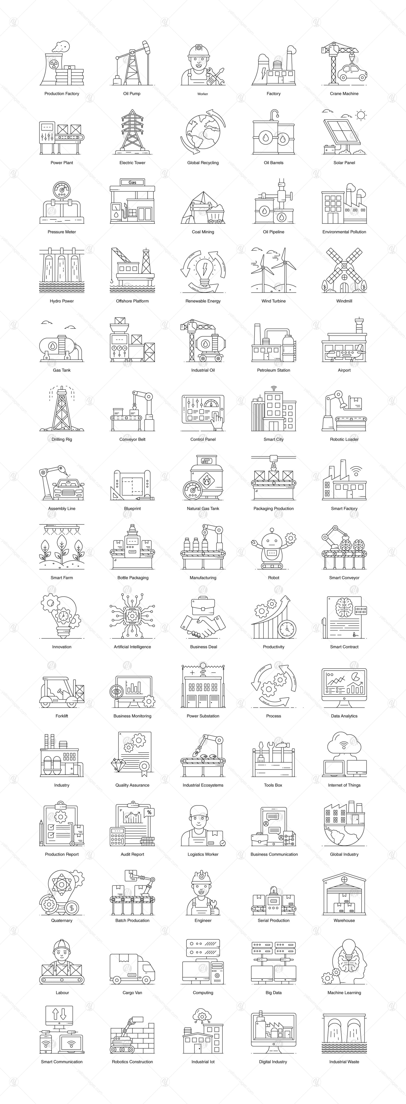 Industrial Automation and Manufacturing Icons Industrial Automation and Manufacturing Icons