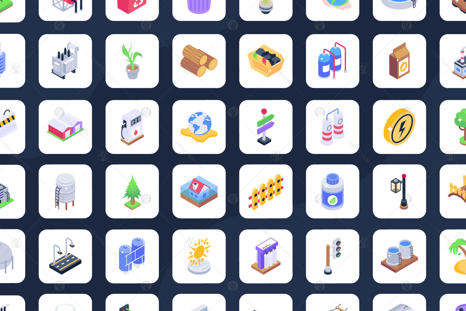 Environment Protection Isometric Icons Environment Protection Isometric Icons