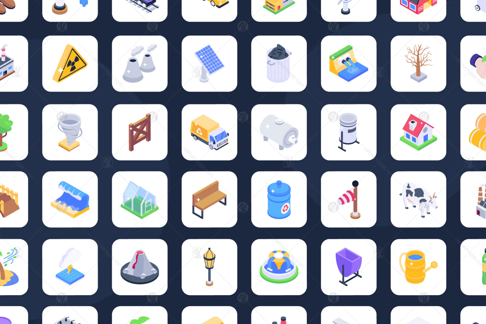 Environment Protection Isometric Icons Environment Protection Isometric Icons