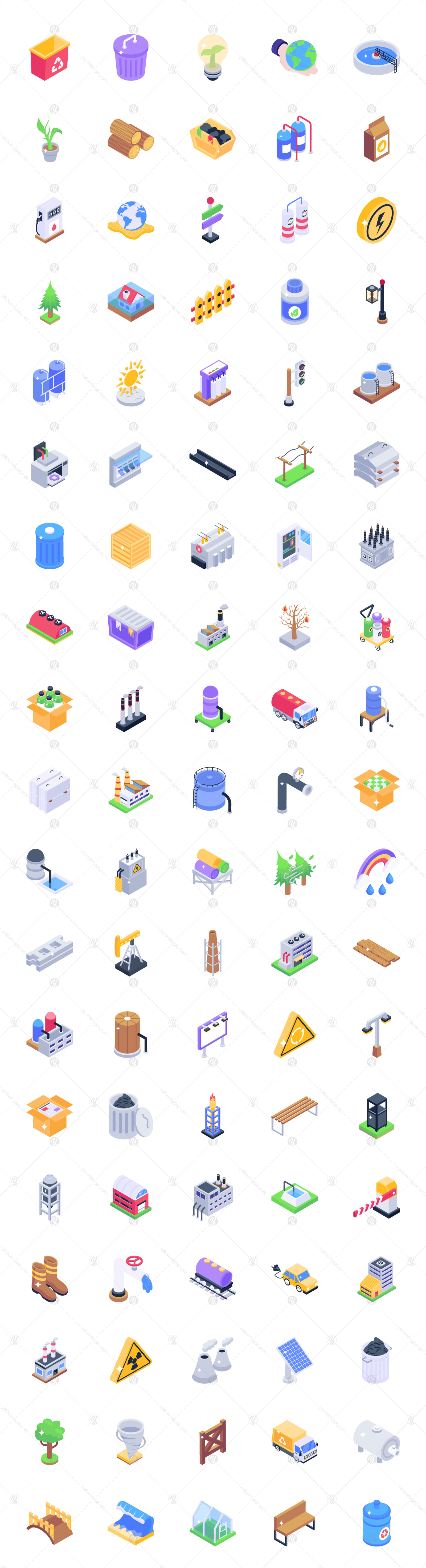 Environment Protection Isometric Icons Environment Protection Isometric Icons
