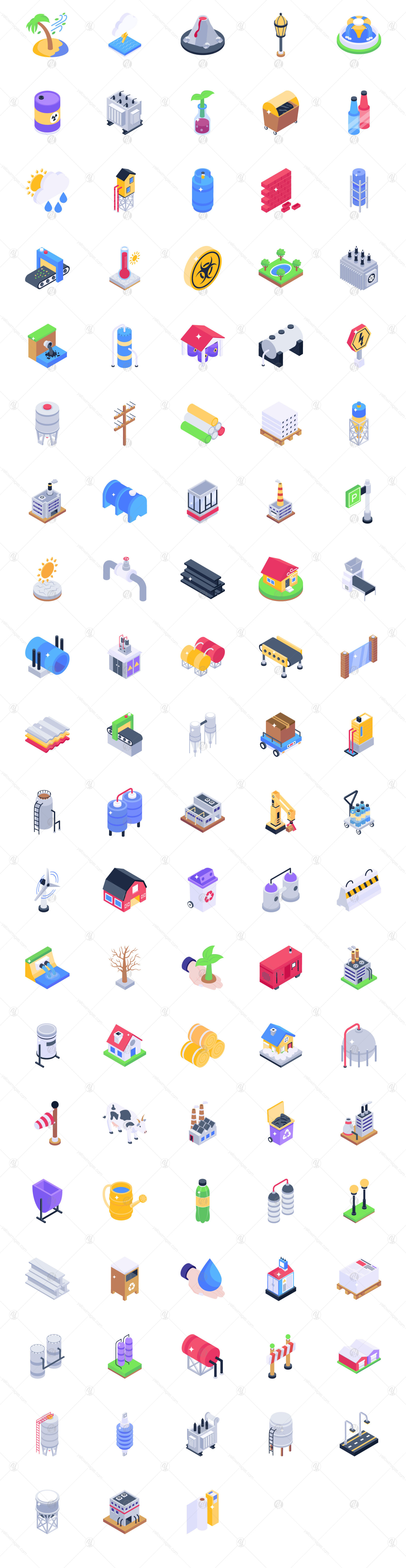 Environment Protection Isometric Icons Environment Protection Isometric Icons