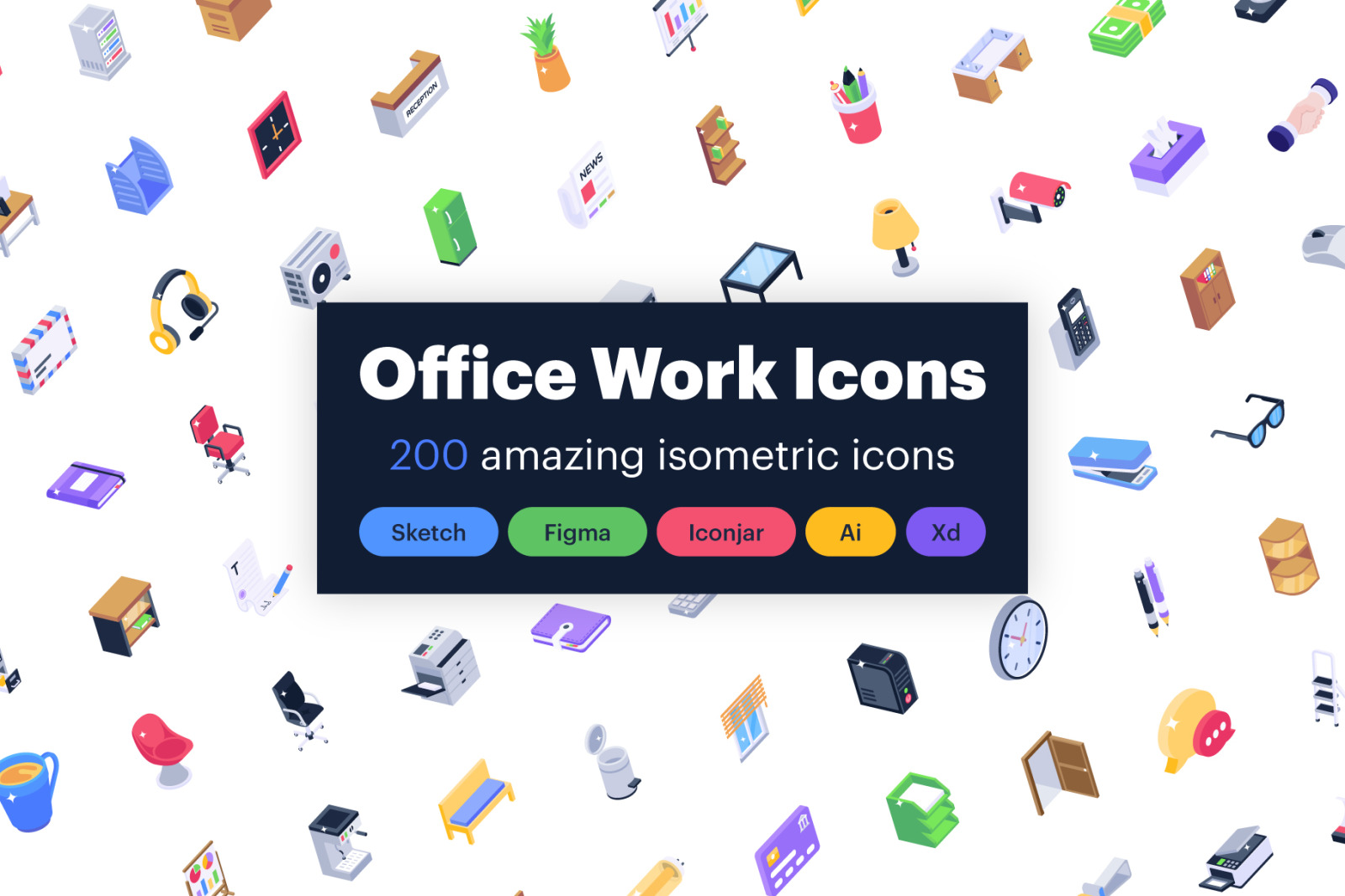 Office Supplies Isometric Icons Pack