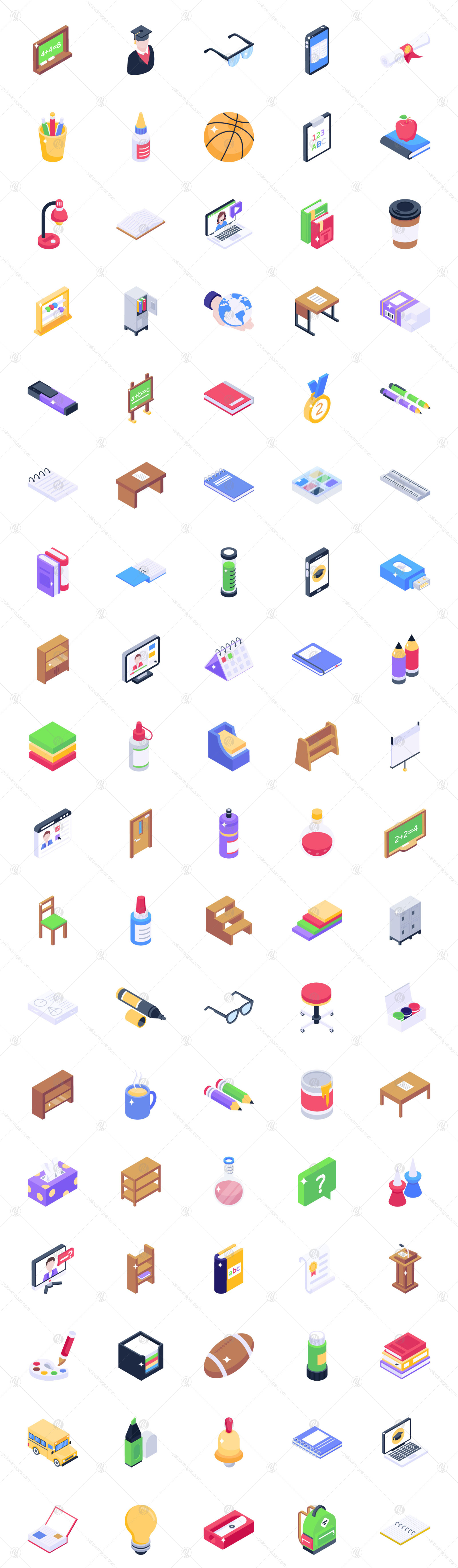 Education Isometric Icons Pack