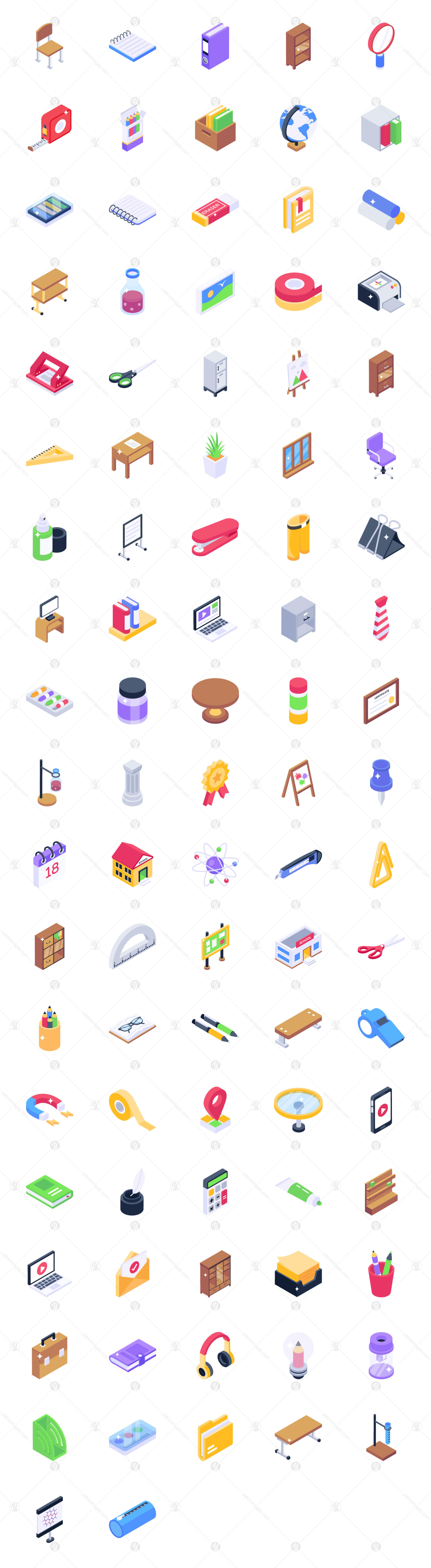 Education Isometric Icons Pack