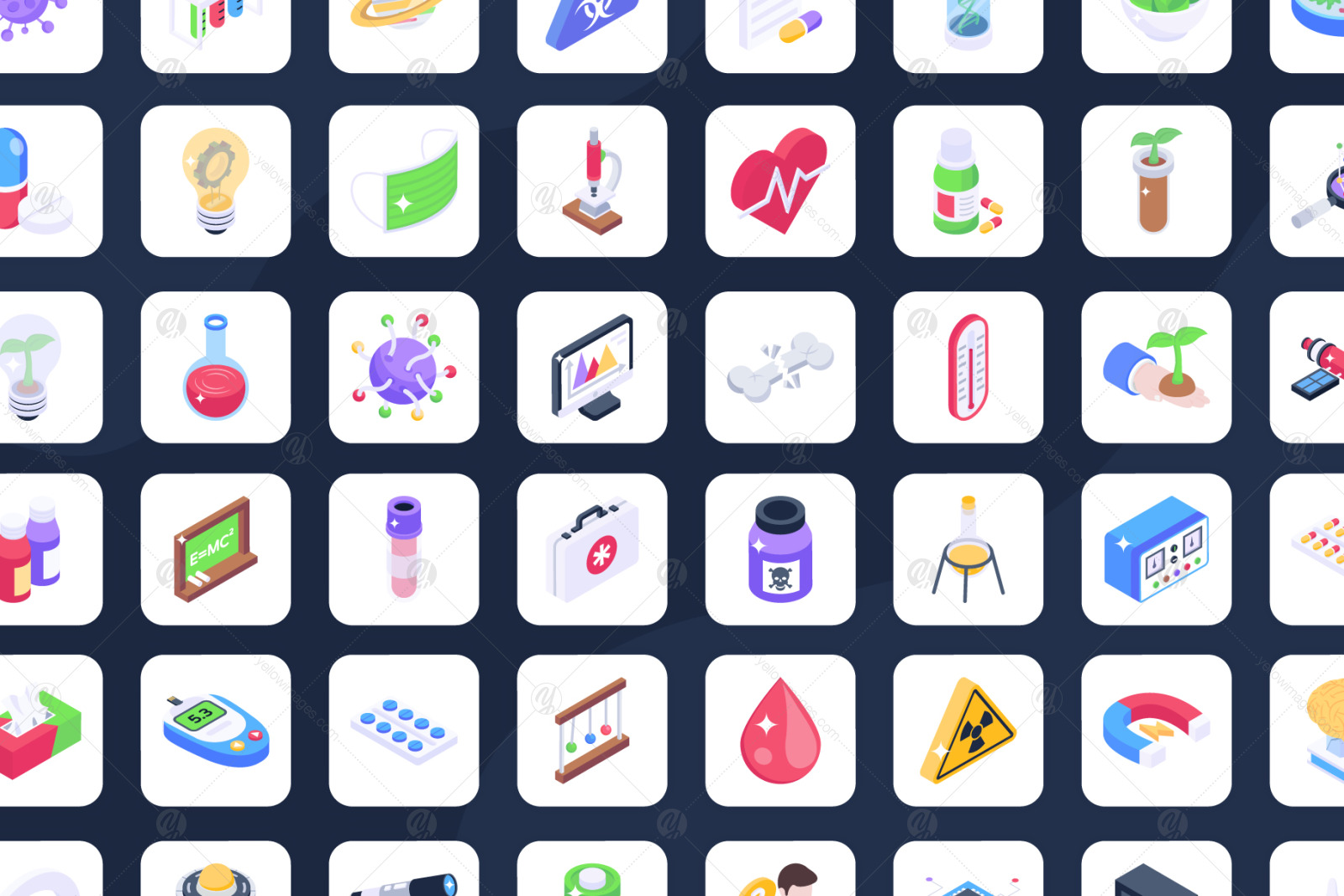 Science Icons in Isometric Style