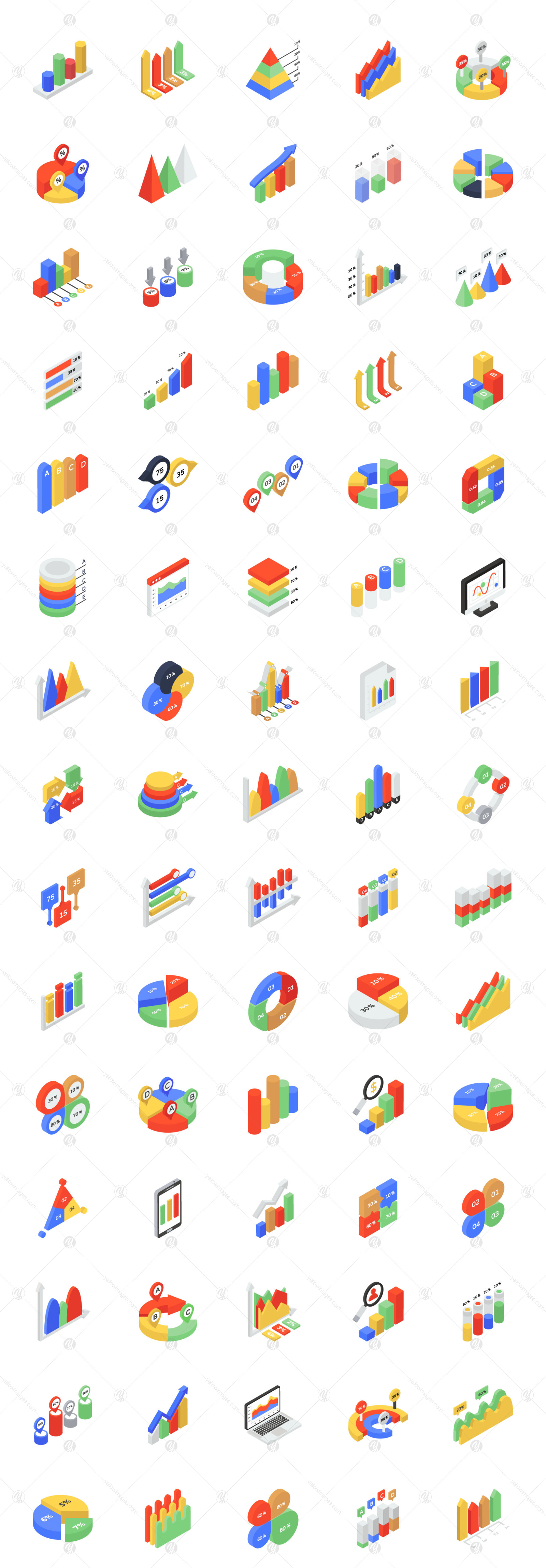 Isometric Icons of Graphs and Charts Isometric Icons of Graphs and Charts