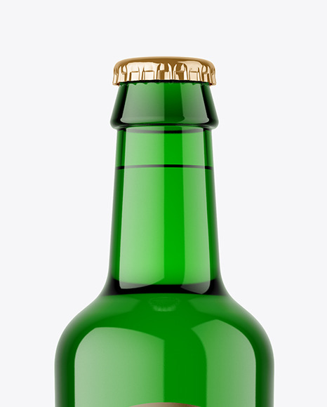 Green Glass Beer Bottle Mockup