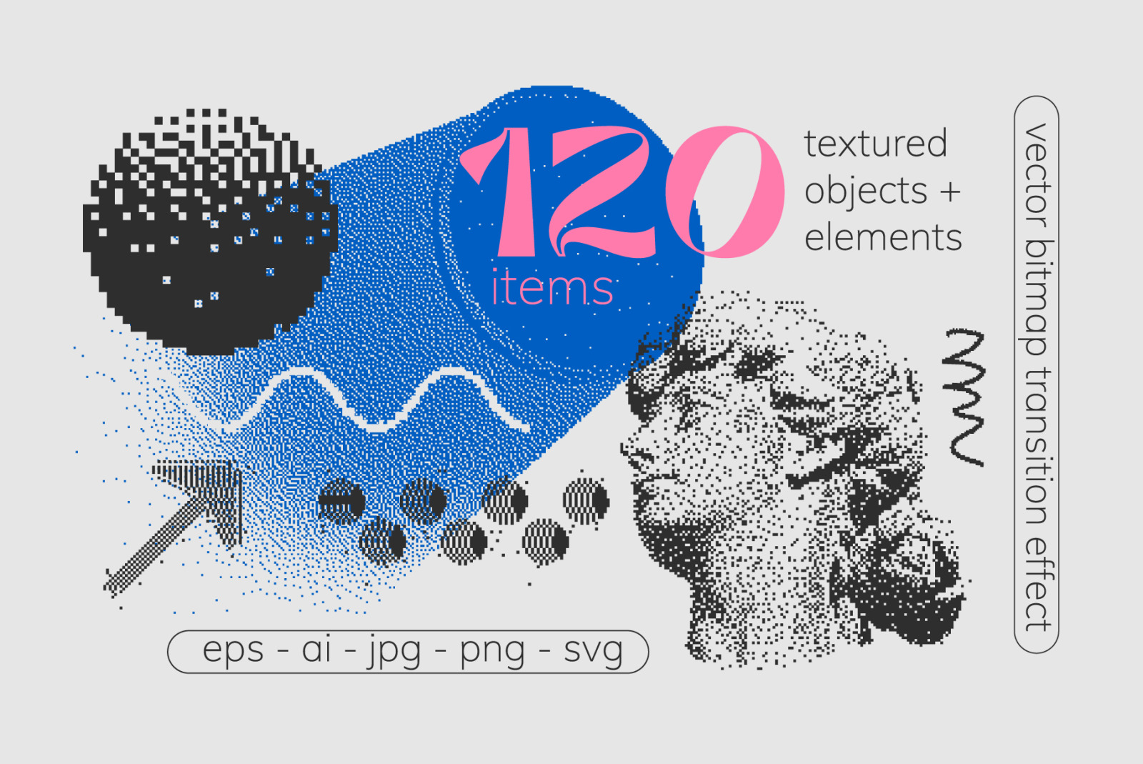 120 Vector Dither Textured Clip Art Shapes Set 120 Vector Dither Textured Clip Art Shapes Set