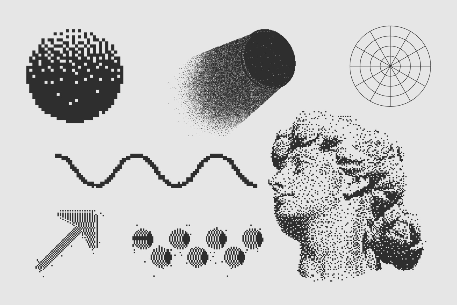 120 Vector Dither Textured Clip Art Shapes Set 120 Vector Dither Textured Clip Art Shapes Set