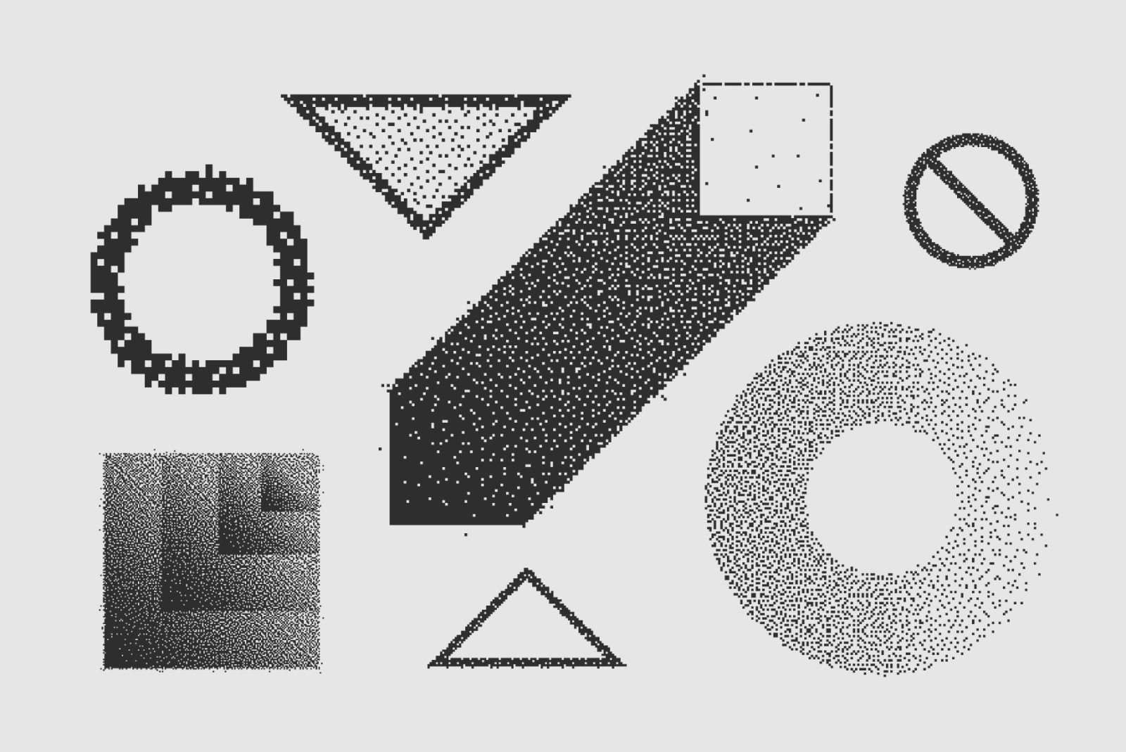 120 Vector Dither Textured Clip Art Shapes Set 120 Vector Dither Textured Clip Art Shapes Set