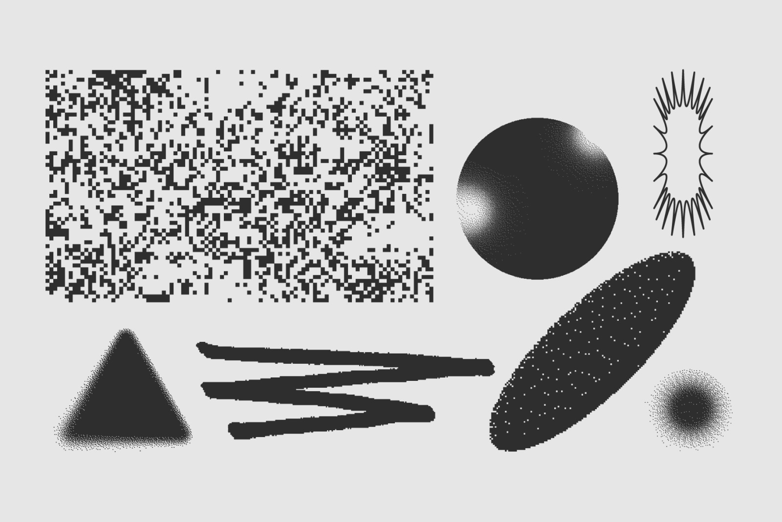120 Vector Dither Textured Clip Art Shapes Set 120 Vector Dither Textured Clip Art Shapes Set