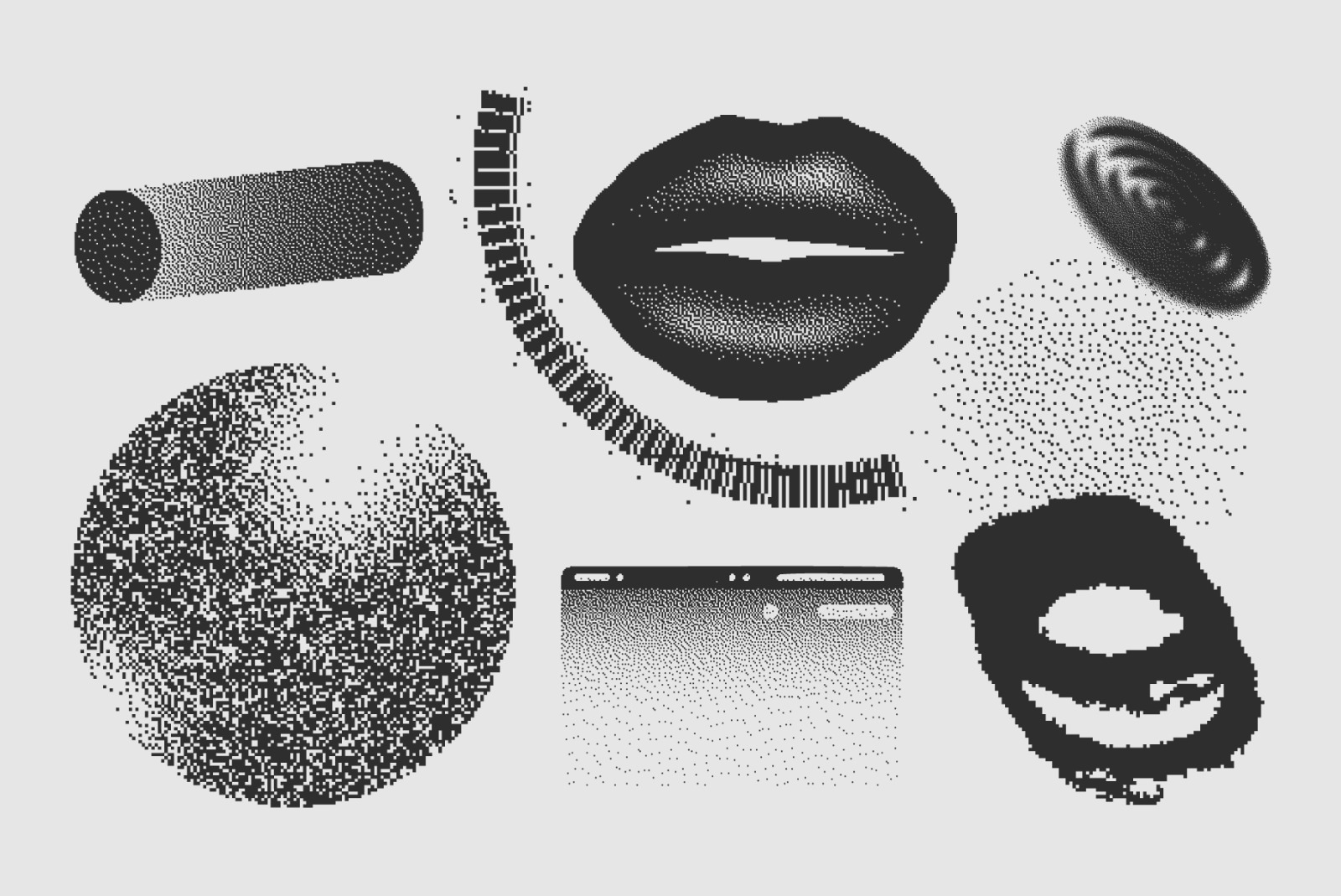 120 Vector Dither Textured Clip Art Shapes Set 120 Vector Dither Textured Clip Art Shapes Set