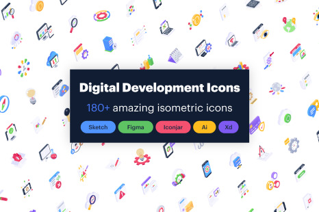 Digital Development and Seo Isometric Icons - Server