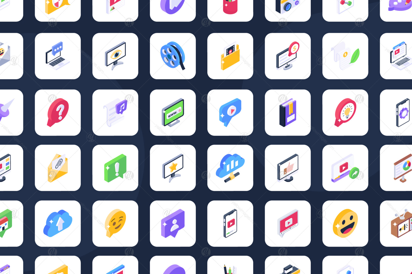 80 Blogs Isometric Icons Set