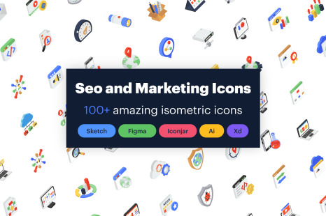 Seo and Marketing Isometric Icons Pack - Advertisement