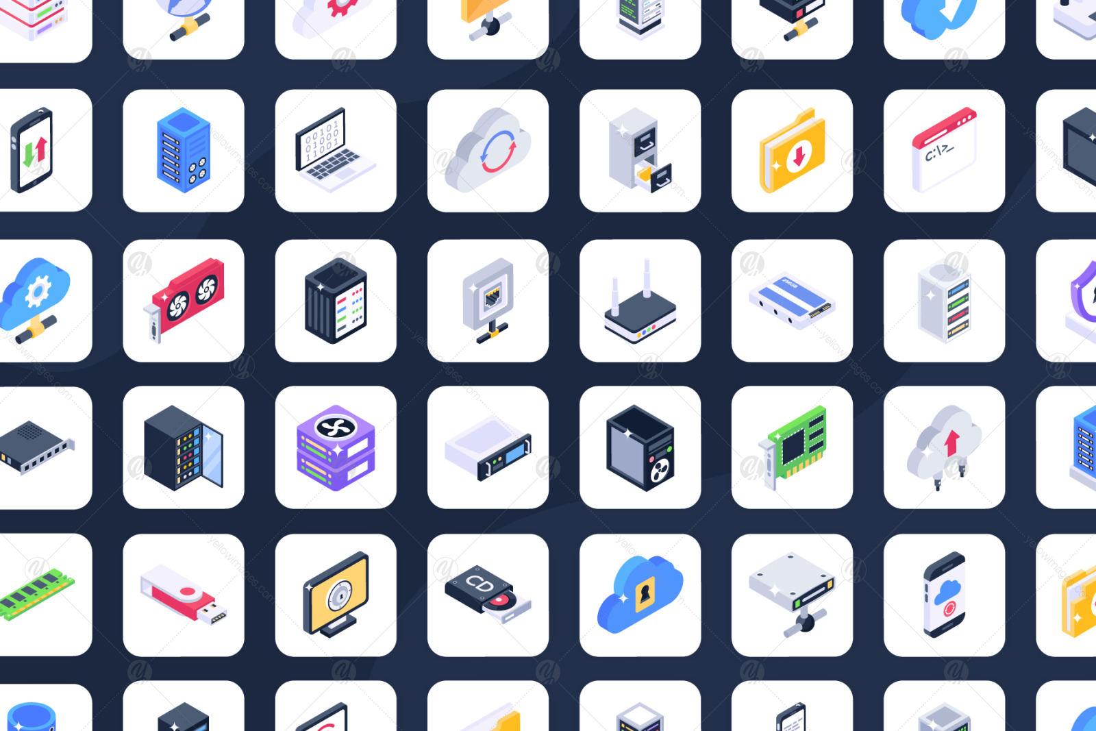 Set of Big Data Isometric Icons