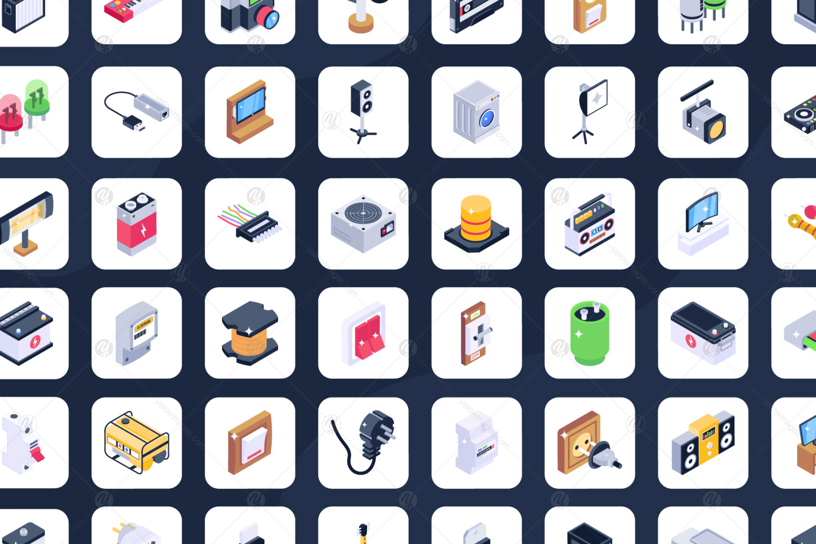 Pack of Electronics Isometric Icons