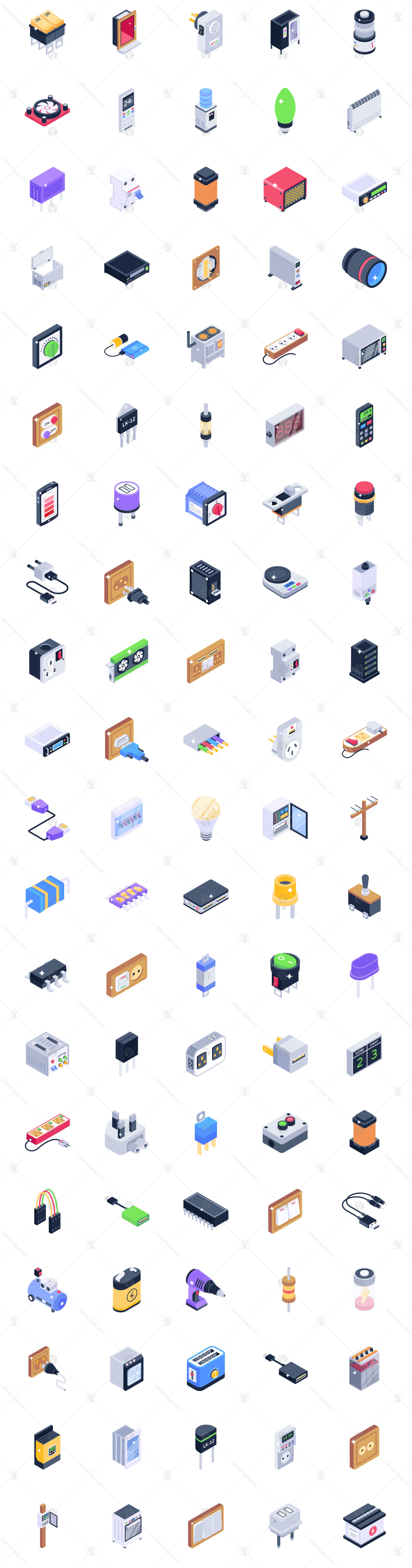 Pack of Electronics Isometric Icons Pack of Electronics Isometric Icons