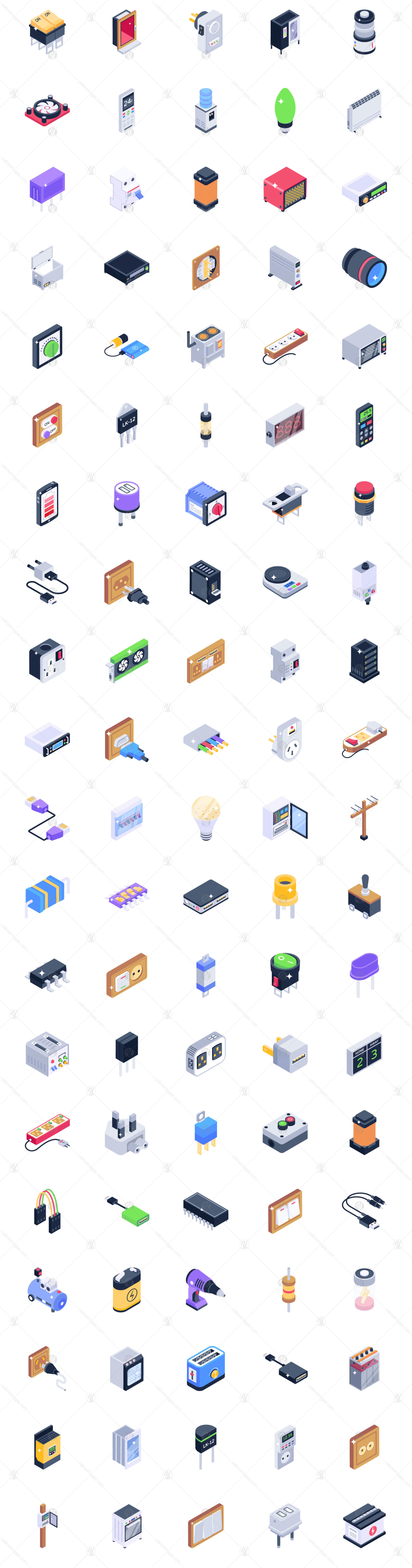 Pack of Electronics Isometric Icons