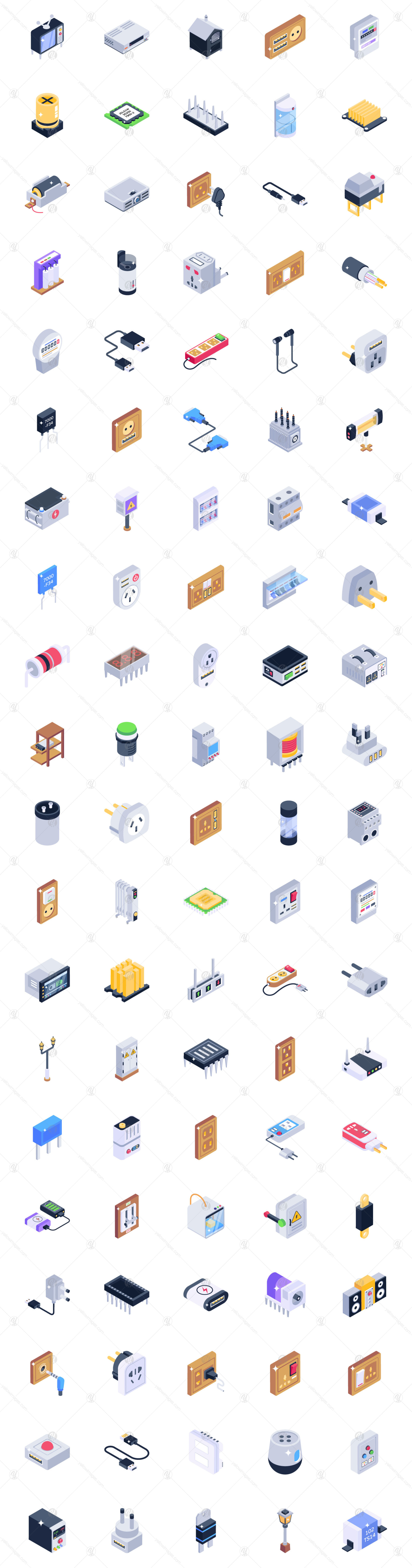 Pack of Electronics Isometric Icons