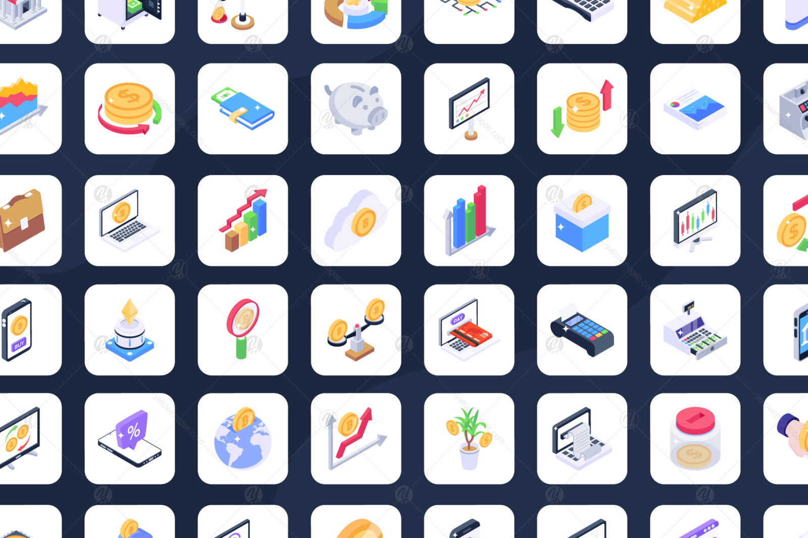 Online Banking Isometric Icons Pack Online Banking Isometric Icons Pack