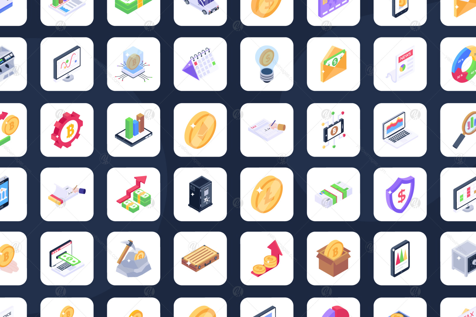 Online Banking Isometric Icons Pack Online Banking Isometric Icons Pack