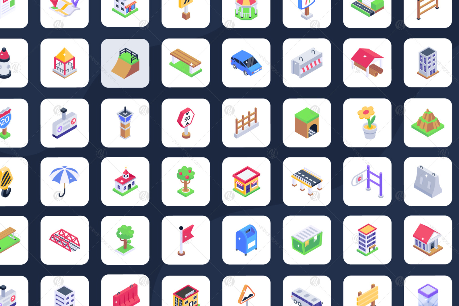 City Life Isometric Icons Pack