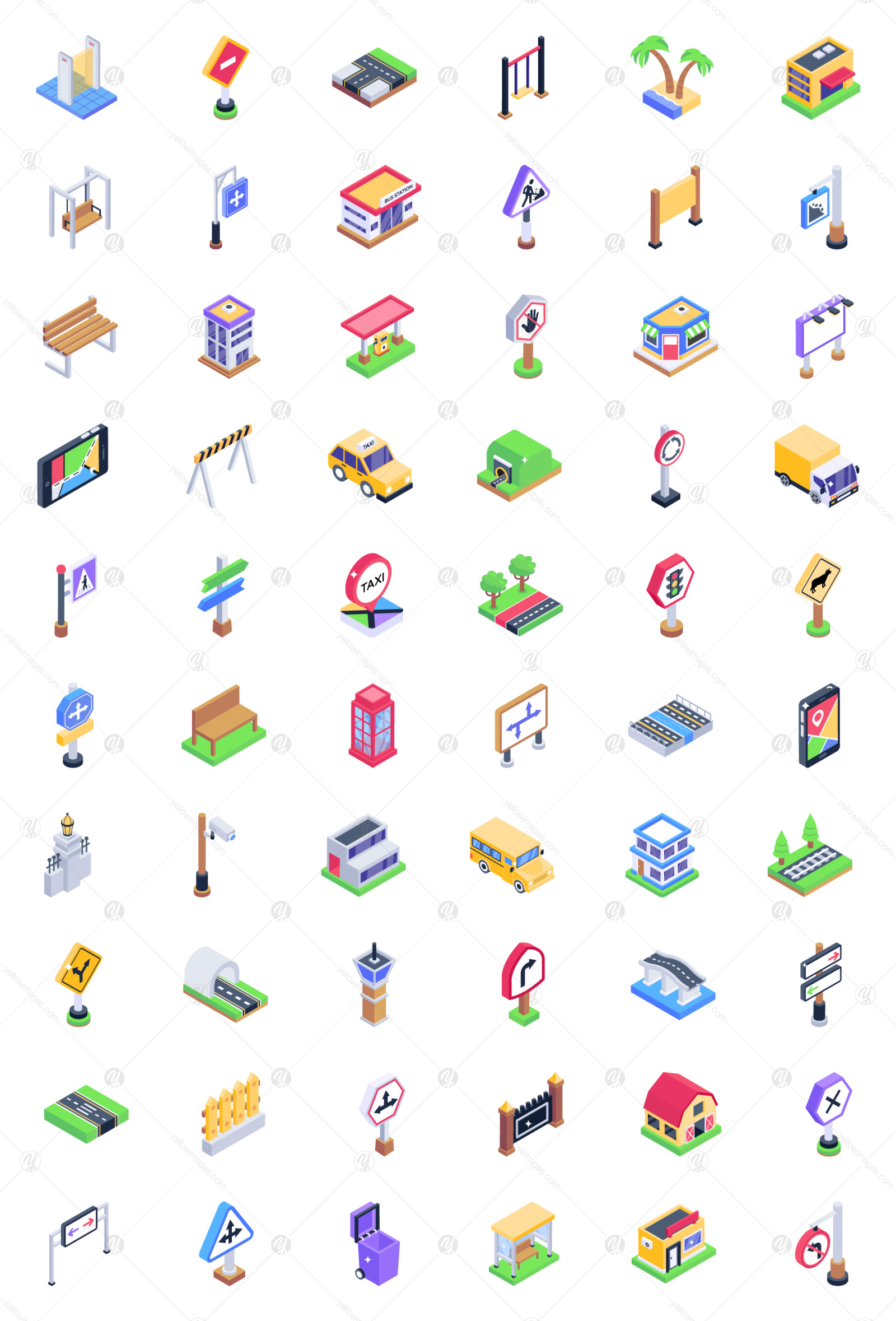 City Life Isometric Icons Pack