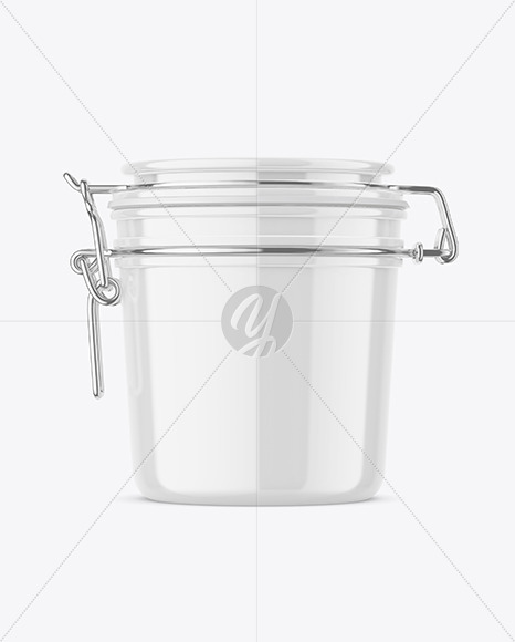 Glossy Jar with Clamp Lid Mockup