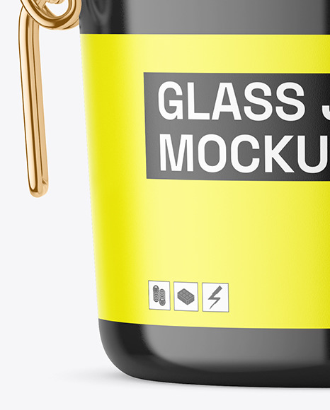 Glossy Jar with Clamp Lid Mockup